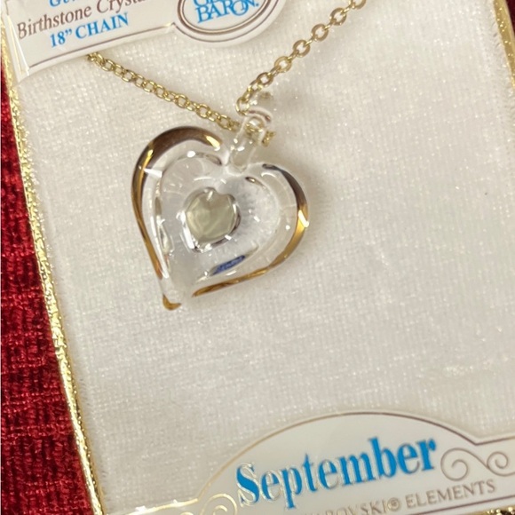 September Sapphire Birthstone Heart 22kt Swarovski Elements 18” Necklace-OBO - Picture 3 of 6